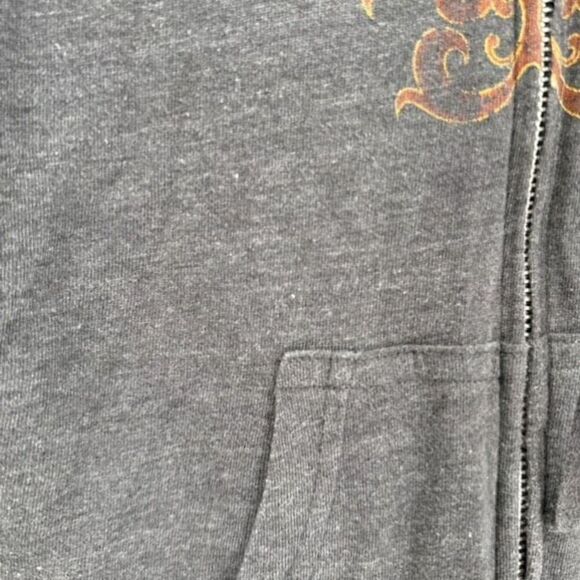 Vintage Y2K Harley Davidson Women Gray Full‎ Zip Hoodie Sweatshirt Medium Flames - Picture 9 of 11
